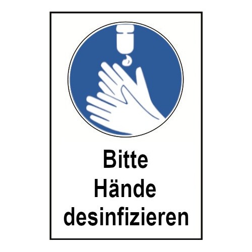 Kombischild „Bitte Hände desinfizieren“, praxisbewährt