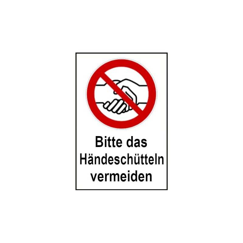 Kombischild „Bitte das Händeschütteln vermeiden“